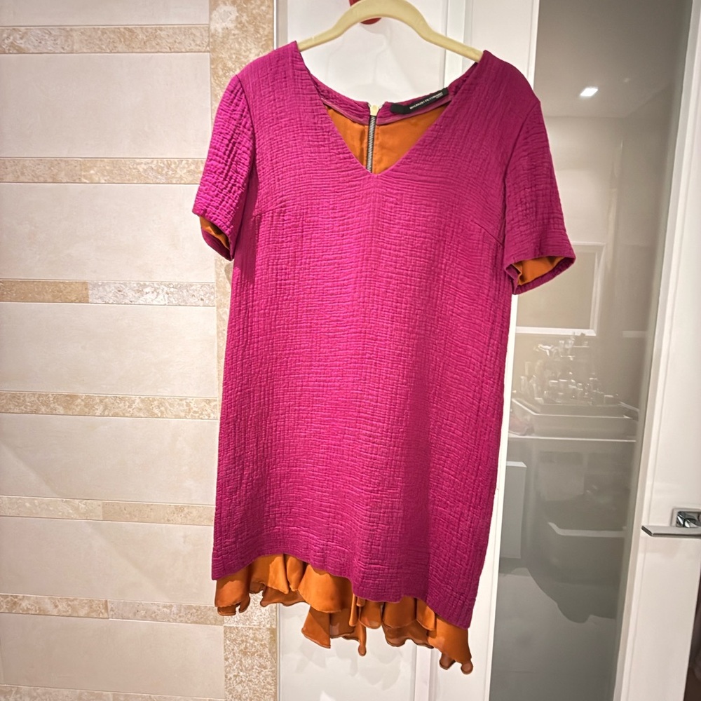 Maurizio Pecoraro Pink Asymmetrical Ruffled Tunic - Size 6